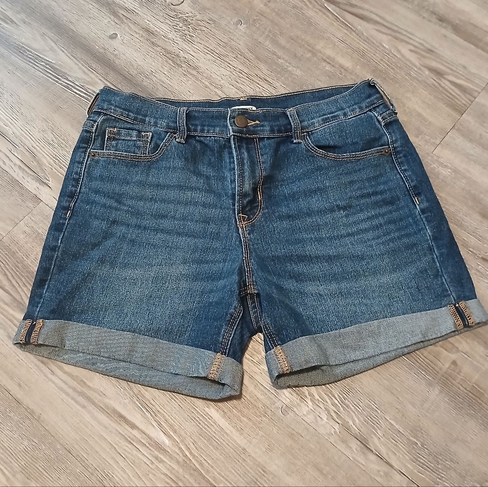 Ladies Old Navy Denim Blue Jean Shorts 4 Cuffed Roll Up Hem EUC